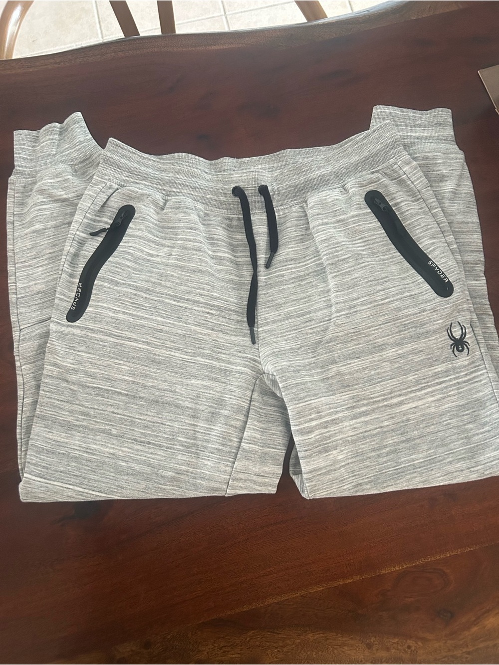 Spyder Light Heather Gray Athletic Shorts with Black Accents